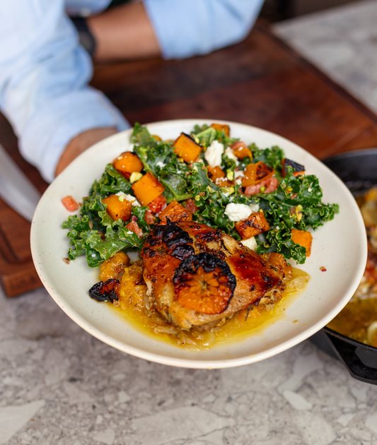 Roast Chicken with Grilled Butternut Squash Salad