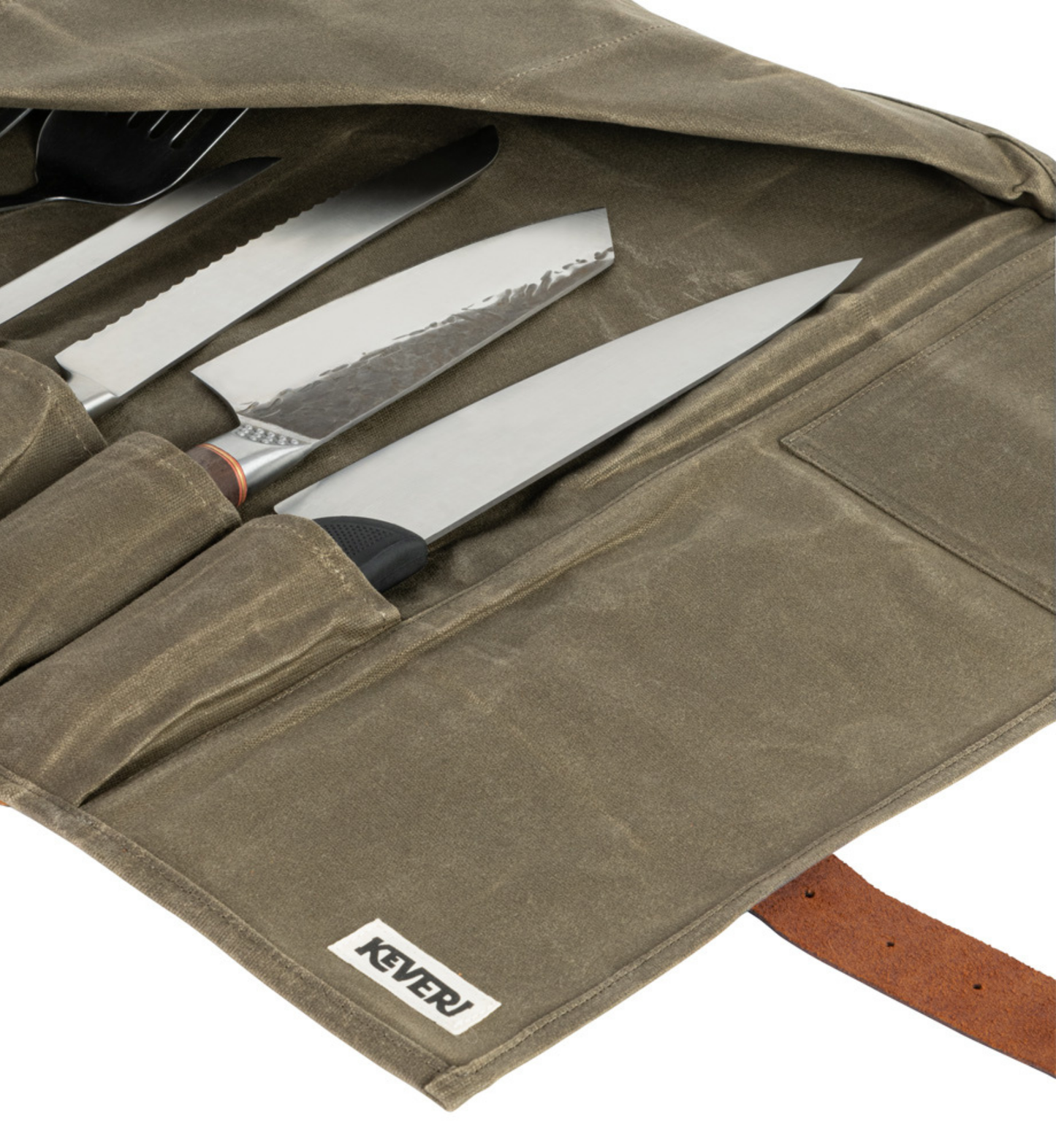 Waxed Cotton Knife Bag - Olive Green