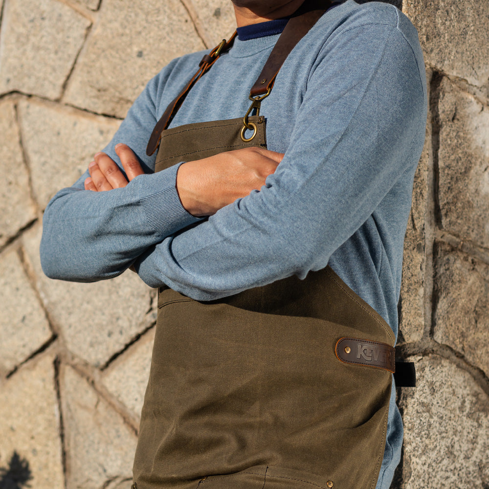 Waxed Cotton Apron - Olive Green – Keveri US