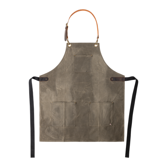 Waxed Cotton Apron - Olive Green