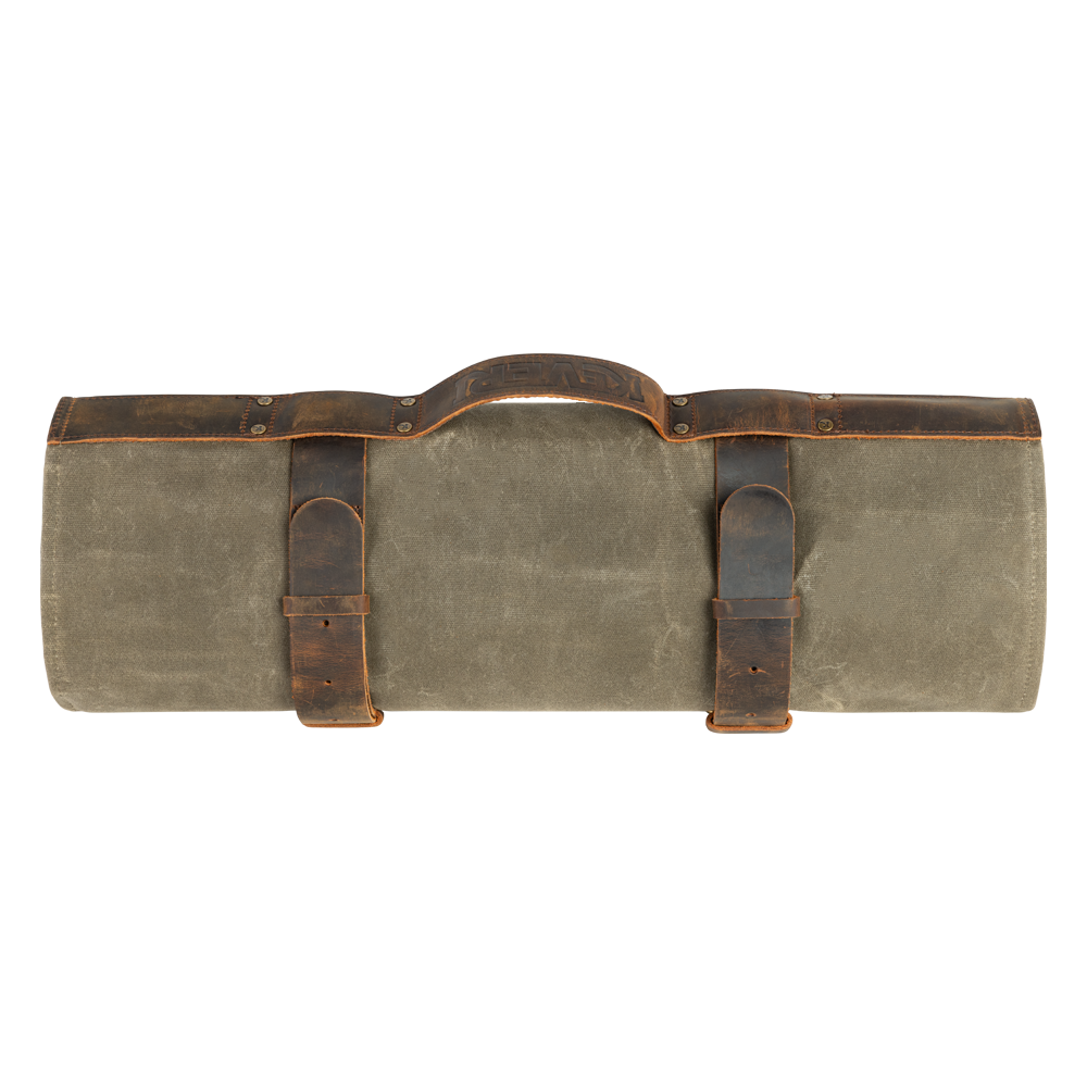 Waxed Cotton Knife Bag - Olive Green