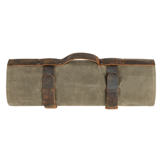 Waxed Cotton Knife Bag - Olive Green